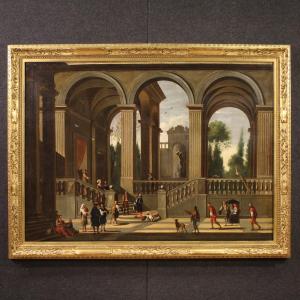 Grande quadro italiano, capriccio architettonico del XVII secolo