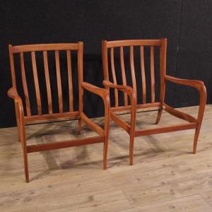 Coppia di poltrone italiane in stile Paolo Buffa anni 70