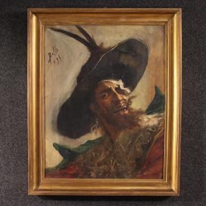 Dipinto spagnolo ritratto di pirata 1895