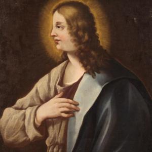 Antico dipinto italiano Santo del XVIII secolo