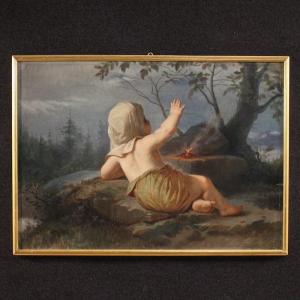 Dipinto italiano Inverno del XIX secolo