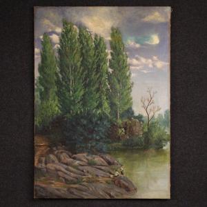 Dipinto spagnolo paesaggio firmato C. Coll 1883