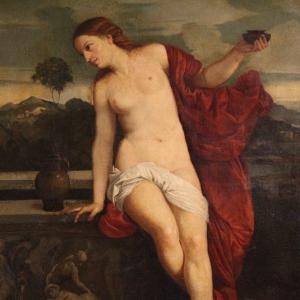 Antico dipinto italiano Amor Sacro del XIX secolo