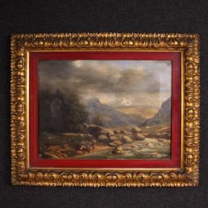 Dipinto italiano, paesaggio firmato e datato 1846