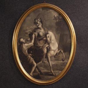 Antico dipinto italiano del XVIII secolo, San Martino a cavallo 