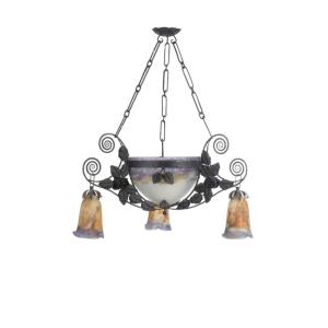 Muller Frères, Pendant Lamp, Art Déco Circa 1920-1930 / Chandelier / Art Nouveau