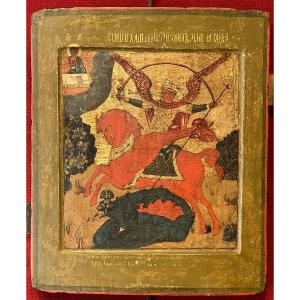 Rare Icon Of The Apocalypse And The Archangel Michael, Russia Circa 1600