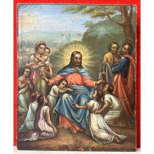 Icon Of Christ Blessing The Children, Russia 19th Century