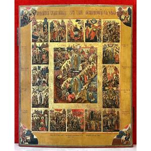 Important Icon Of The Major Orthodox Feasts, 18th Century Russia, Palekh School