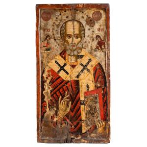 Monumental Icon Of Saint Nicholas, Greece, 16th-century Iconostasis