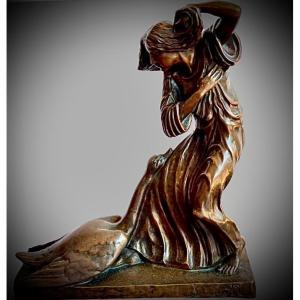 Bronze Abel Philippe "leda And The Swan"