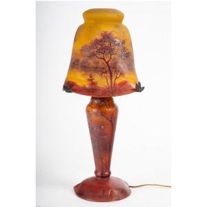 Daum Nancy Lamp With Autumn Landscape Decor 