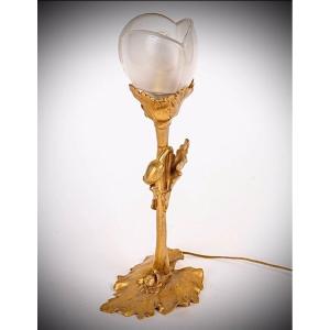 Maurice Bouval Art Nouveau Bronze Lamp