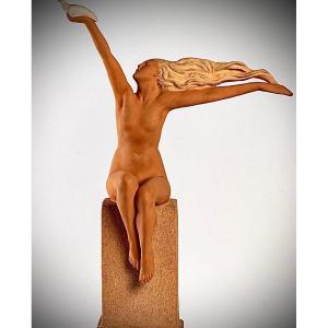 Amadeo Gennarelli Terracotta "woman With A Dove"