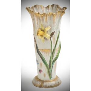 Emile Gallé Ceramic Vase With Narcissus Decor 