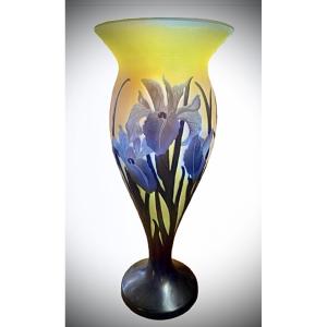 émile Gallé Baluster Vase With Iris Decoration 