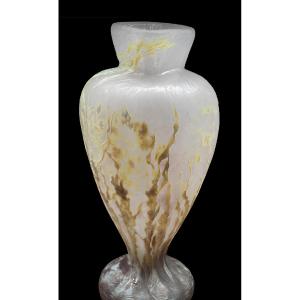 Daum Nancy Vase With Marine-themed Decoration