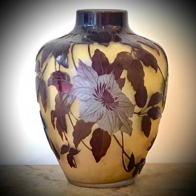 Pansu Vase D Emile Galle With Decoration Of Clematites Grandiflora