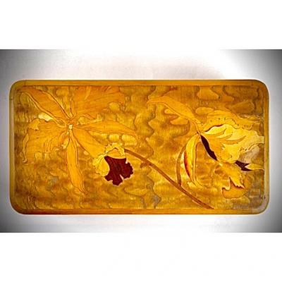Emile Galle Art Nouveau Marquetry Candy Box