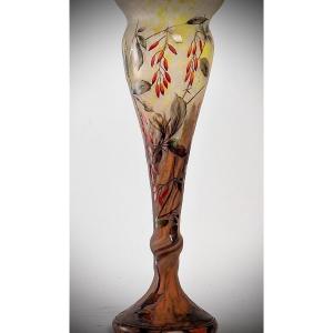 Daum Vase Enameled With Peppers