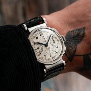 Jaeger Lecoultre Chronographe Bi-compax Double Signature Acier Inoxydable -1945-