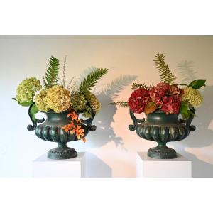 Pair Of 19th Century Cast Iron Vases