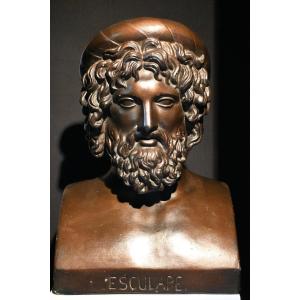 Bronze Patinated Plaster Bust Of Esculape, Late 19th Century