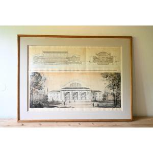 Architectural Drawing By Eric Jean Muller, Early 20th Century