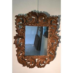 18th Century Italian Carved Wooden Mirror 