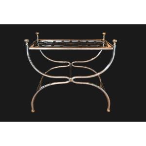 20th-century Wrought-iron Curule Stool