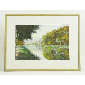 Pastel "waterside Landscape" By Gregory Davies