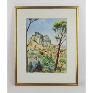 Watercolor "la Roque Alric" By Gabriel Kissling