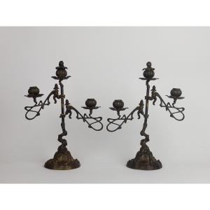 Pair Of "art Nouveau" Candlesticks