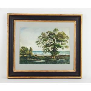 Country Watercolor By Alexis Eugène Guigné