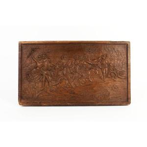"party Scene" Small Carved Wooden Panel