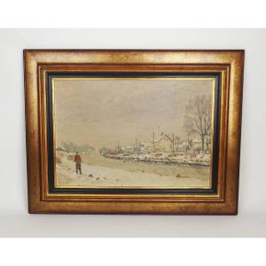 Painting "canal At Mulhouse Brunstatt" By Jean Blattler