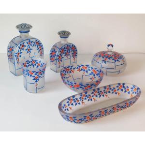 1925 Style Enameled Glass Toiletry Set