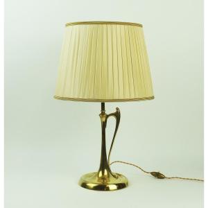 Art Nouveau Bronze Candlestick Table Lamp