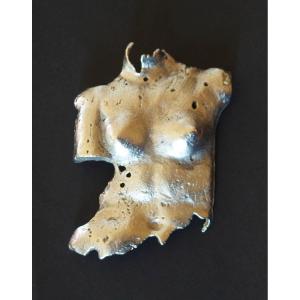 Silver-plated Metal "venus Torso" Brooch