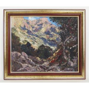 "la Calobra" Oil On Masonite By Bernardino Celia Colomb