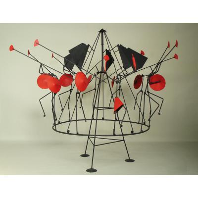 Sculpture Tournante En Fer Peint