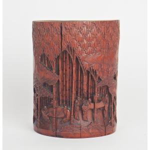  Carved Bamboo Brush Pot Or Bitong