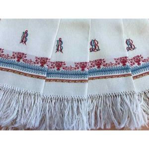Set Of Four Large Guest Towels Ab Granité Lin Liteau Couleur, Franges - Antique Linen