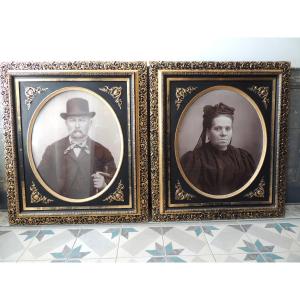 Pair Of Napoleon III Oval Frames, Photos Of The Blain Brothers In Valence 1897, 19th Century