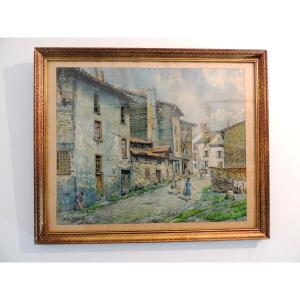 Painting, Watercolor By Prosper Louis Vanier, Chemin De La Filature In Limoges In 1942