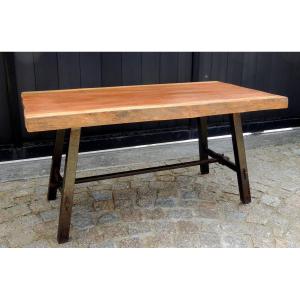 Salon Table, Olavi Hanninen, Brutalite Design, 50s - 60s, In Solid Elm, 20th