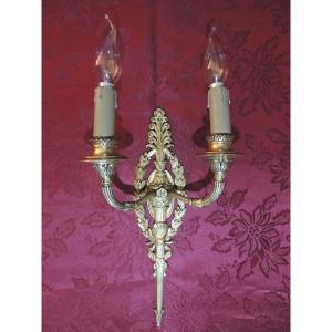Louis XVI Style Gilt Bronze Wall Lamp, Palmette Decor, Late 19th