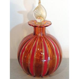 Perfume Bottle, Colored Blown Bottle, Ateliers De Murano Glassware, 80s, 20th