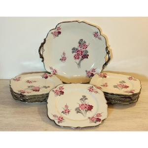 12 Dessert Plates In Limoges Porcelain, Decor By Jean Boyer France Art Deco, 20th 