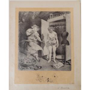 Adolphe Willette (1857 - 1926) Original Lithographs The 7 Deadly Sins 1917, 20th